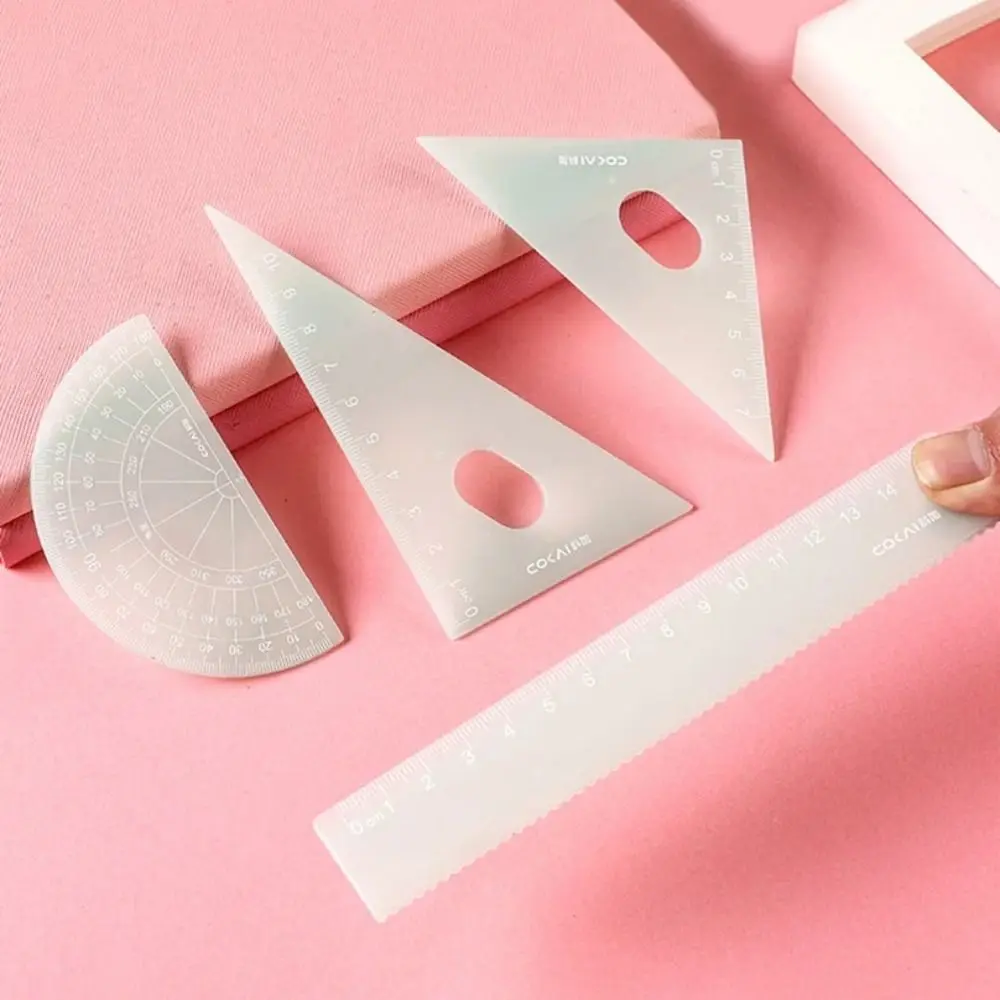 4Pcs New Plastic Ruler Set Candy Color Stationery Reglas Rules Set 15cm School Supplies Triangular Ruler
