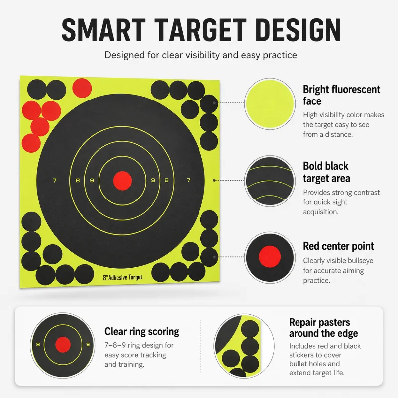 50/100/150/200/250PCS Self Adhesive Marking Stickers Color Splatter Reactive Bullseye Target Sheet Accessory