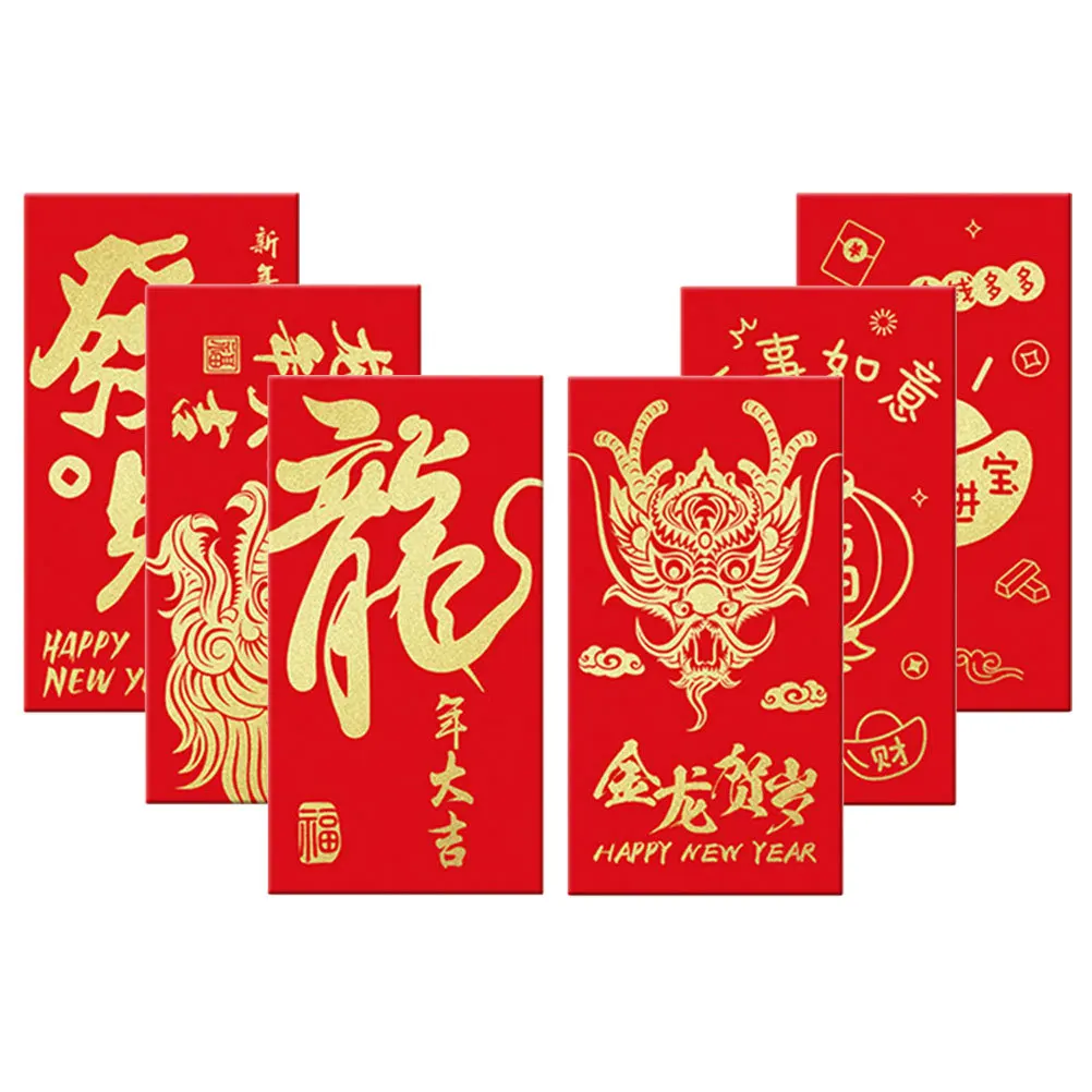 

6 Pcs Spring Festival Decoration Chinese New Year Money Packet Wallet Red Envelope