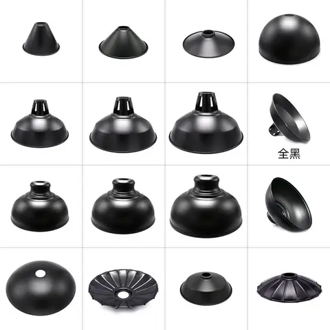 काले रंग की फिनिश वाली आयरन मेटल लैंप शेड औद्योगिक एडिसन बल्ब आयरन कैनोपी DIY लाइट एक्सेसरीज़ फ्लैट कोन पेंडेंट गोल लैंपशेड 6 best sales काले धातु लैंप शेड - №5