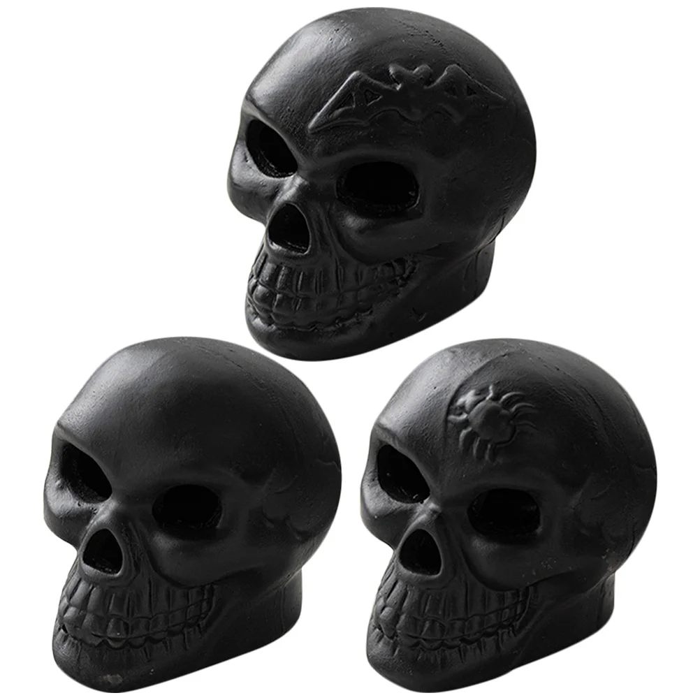 

3Pcs Skull Decor Scary Lifelike Halloween Party Ornament for Home Bar Haunted House Decoration Desktop Scene Setup