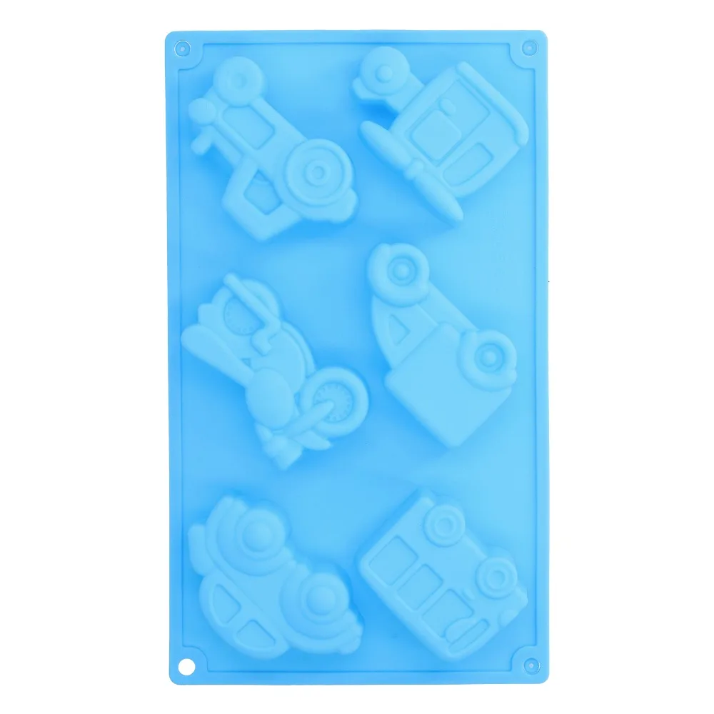 6 Cavity Design Silicone Car Mold Non-Stick Surface Easy Release Vehicle Mold Food-Grade Silicone Heat Resistant Ice Mold