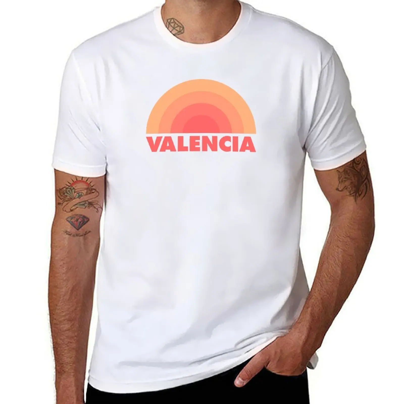 Camiseta naranja Retro de Valencia, camiseta para hombre 100% de algodón de marca de lujo, Camiseta de algodón negro lisa para hombre, camiseta