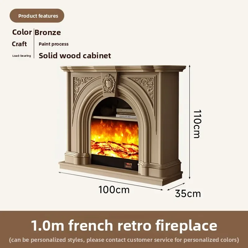retro solid wood fireplace rack, entrance cabinet, apartment type, living room simulation fire fireplace cabinet