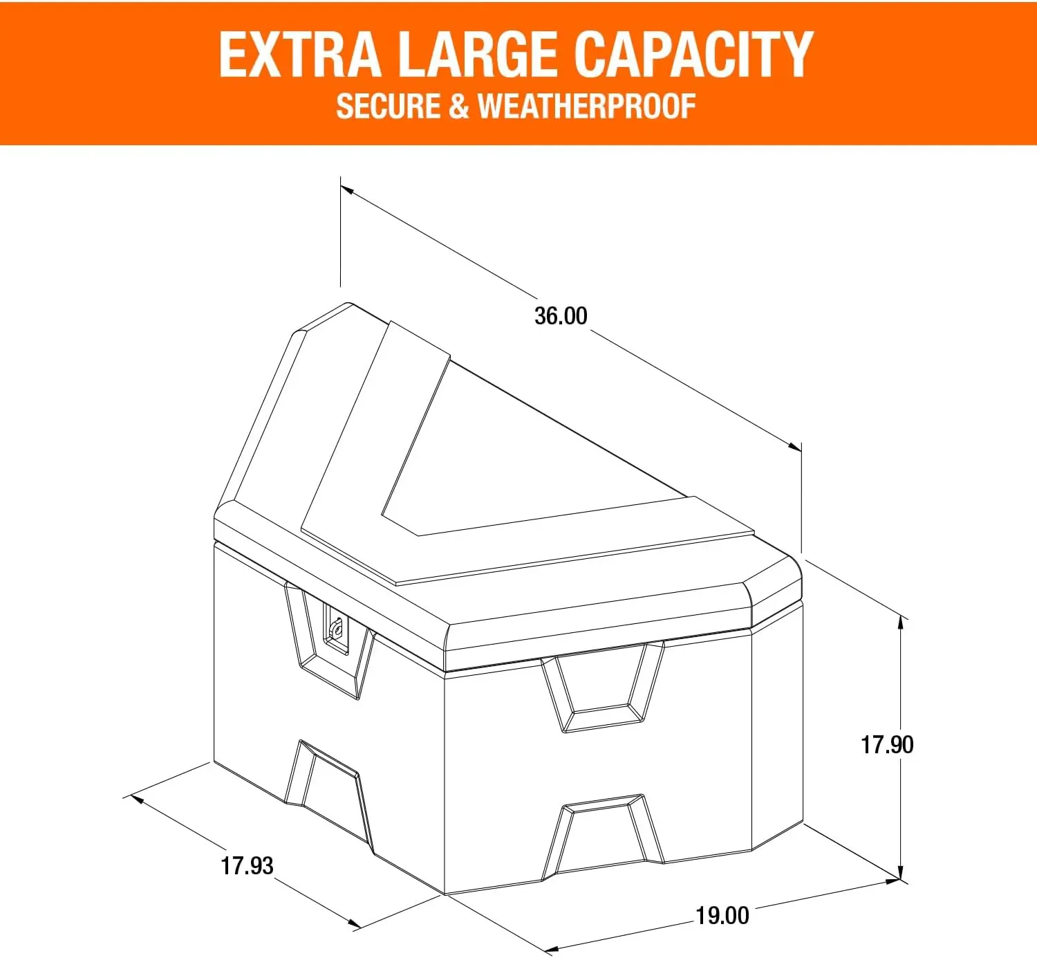 1701680 Black Poly Trailer Tongue Truck Tool Cargo Storage Box,18 x 19 x 36 Inch, Made In The USA, Trailer Tongue Box For Storag