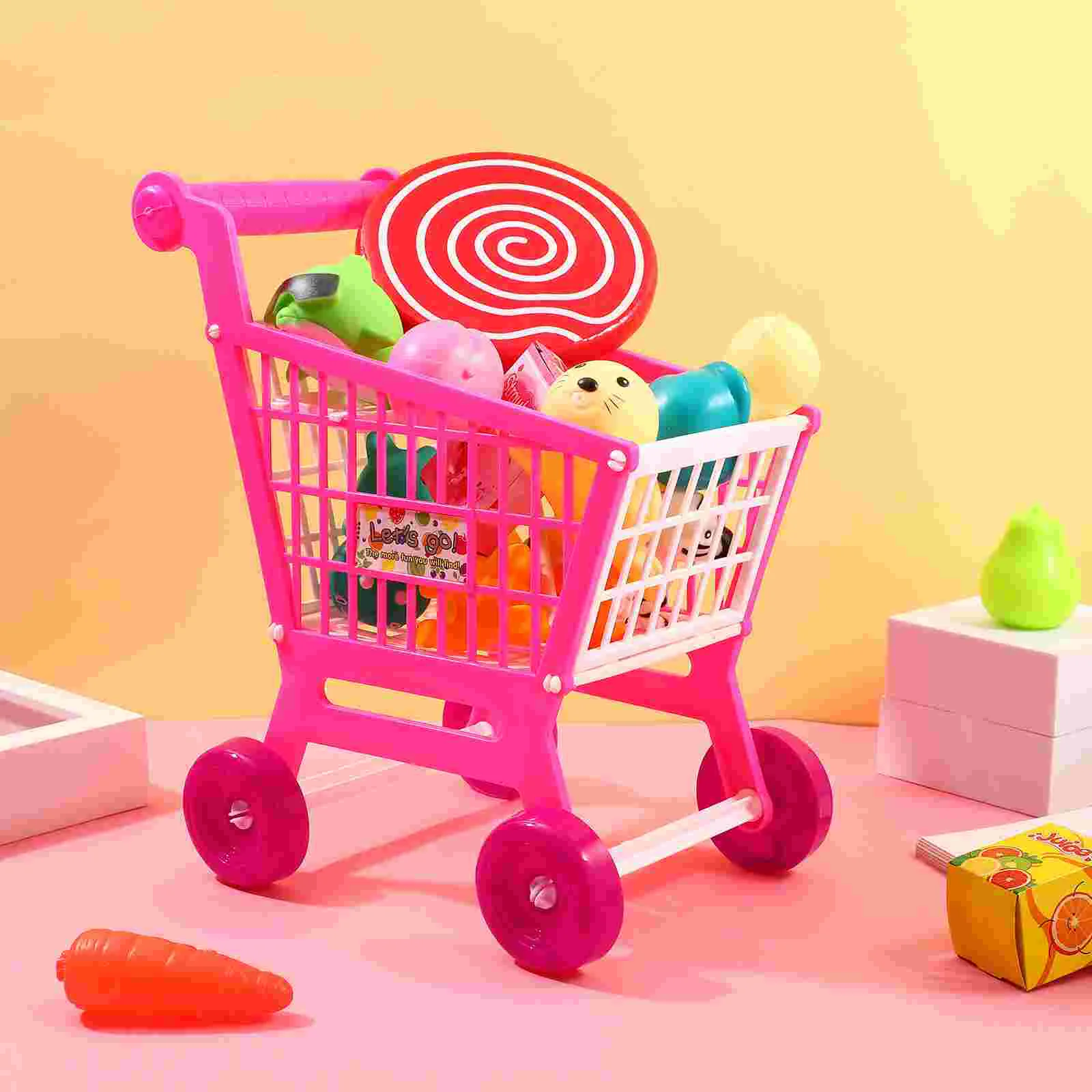 Shopping Cart Simulation Carts Toys with Wheels Plastic Grocery Baby Mini Trolley