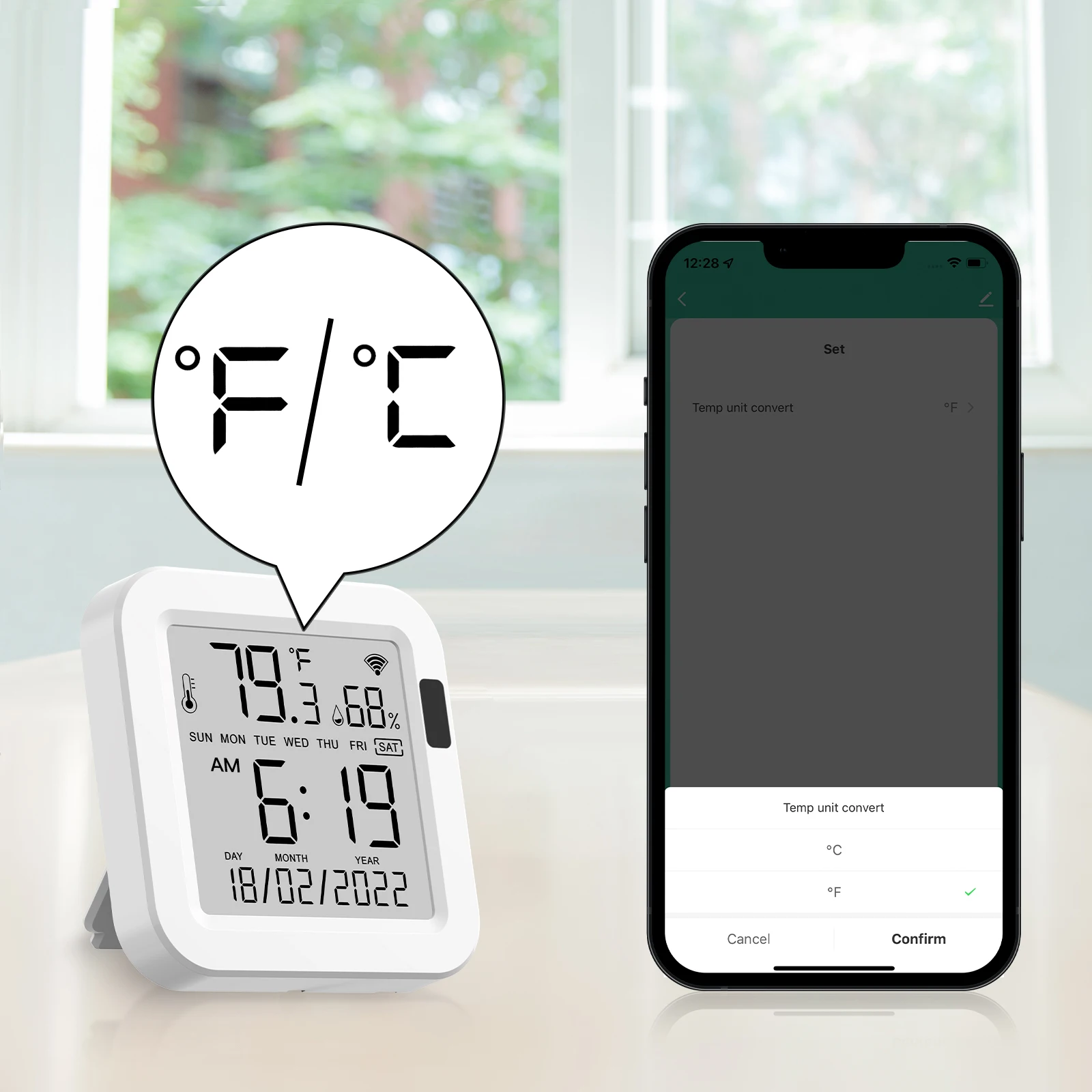 Moes WiFi Temperature & Humidity Sensor LCD Screen Infrared Sensing Backlight Smart Tuya APP Remote Control Alexa Google Voice