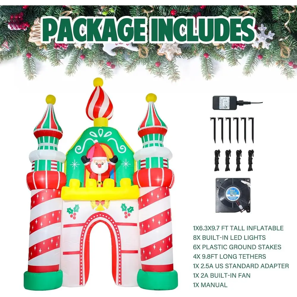 ديكور قلعة قابلة للنفخ من كريساس - 9.7 طن، ديكور خارجي مع إضاءة LED، للتسلية في الفناء