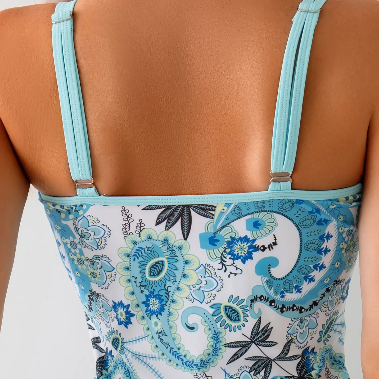 Moda feminina impresso tankini conjunto senhoras camisola barriga cobrindo colete de emagrecimento calças ângulo plano tankini conjunto trajes de baño mujer