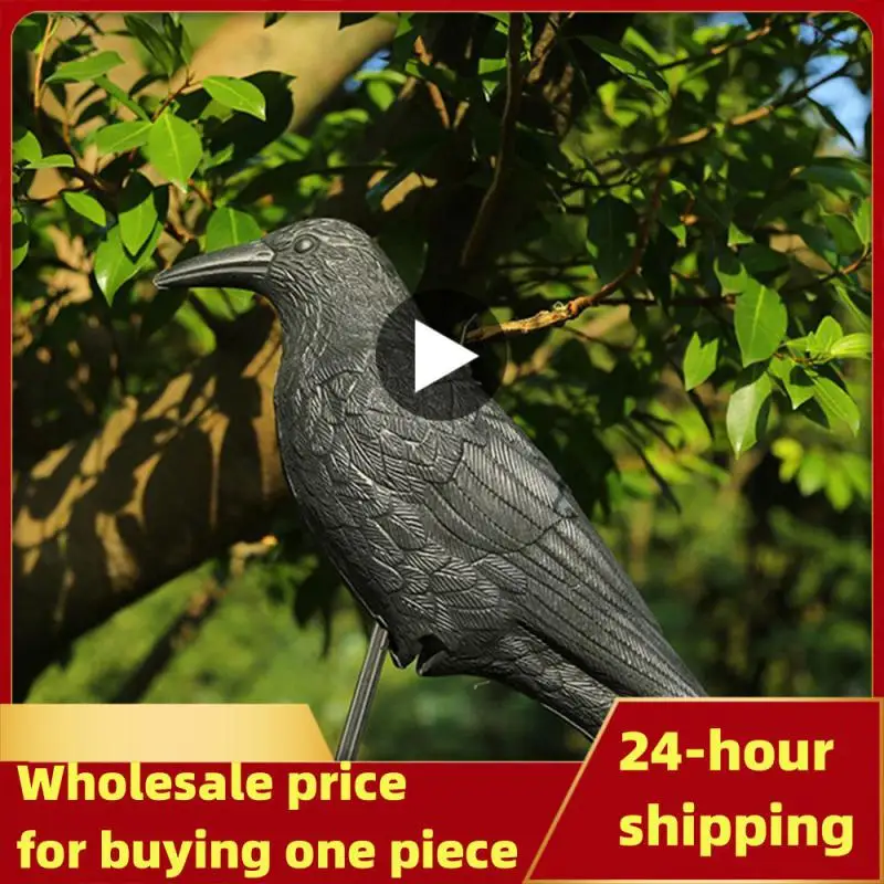 Black Plastic Crow Garden Bird Deter Scarer Scarecrow Mice Pest Control Deterrent Repeller Decor For Bird Control Hunting Decoys