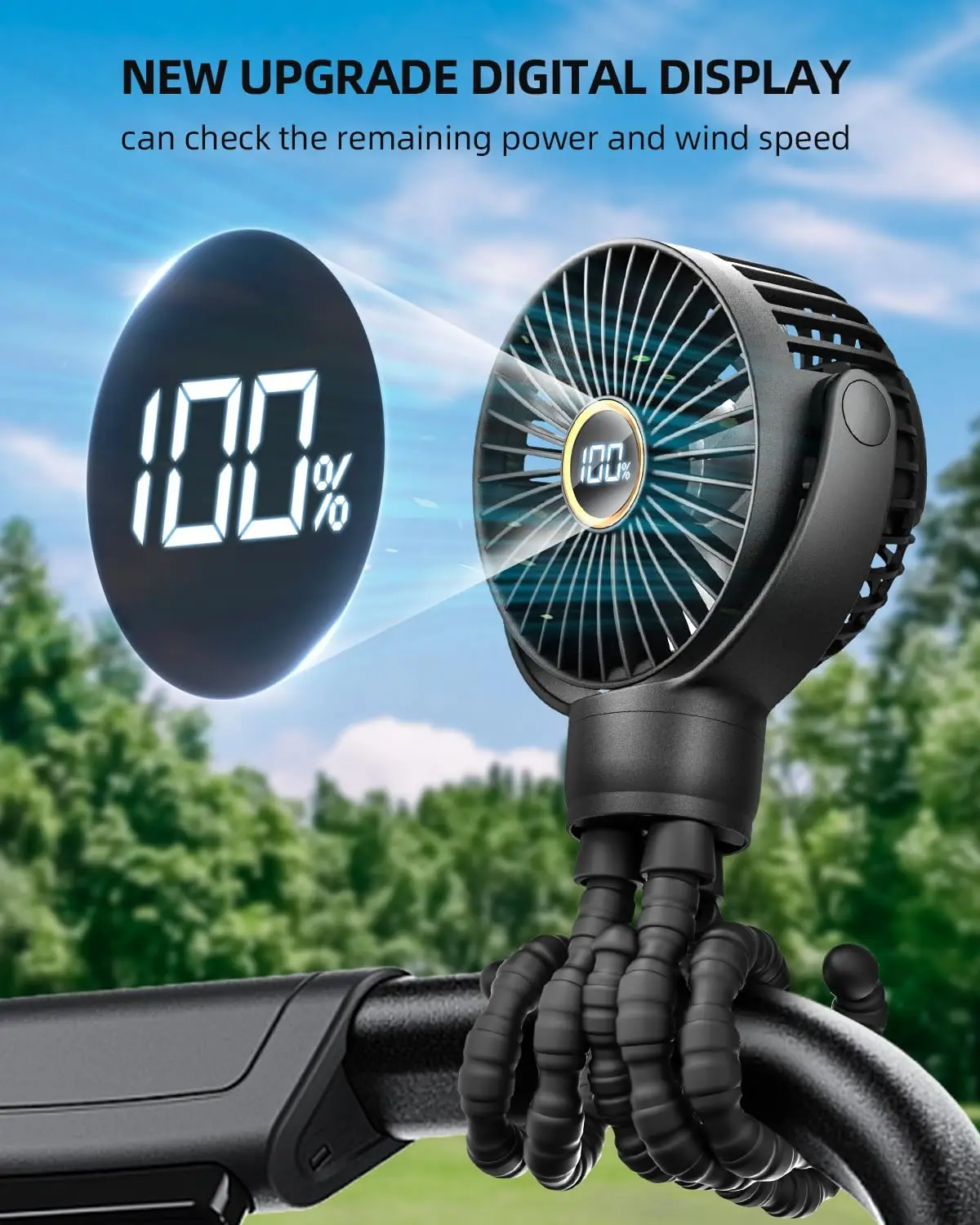 2026 New Upgrade  Mini Stroller Fan, Portable Baby Fans Battery Operated, LED Display With 3 Speeds, Small