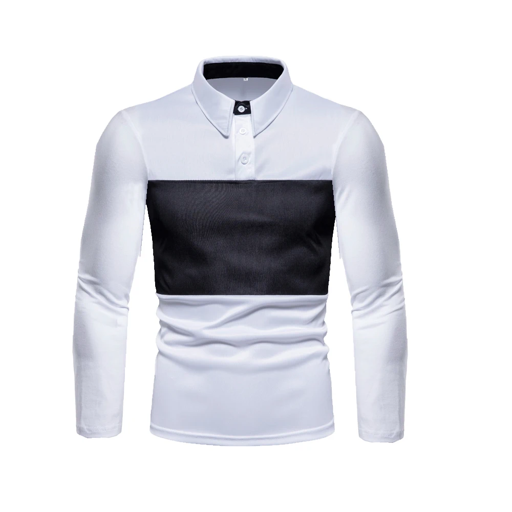 HDDHDHH BrandHigh Quality Men's Polo Shirt Top Autumn Solid Color Turn-Down Collar Button Long Sleeve Slim-Fit Tee Shirt