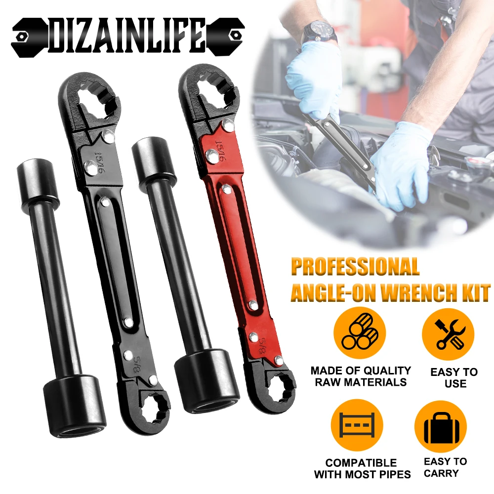 2 PCS Water Pipe Faucet Wrench Angle Stop Wrench Kit Double-Ended Pipe Wrench Household Sink Tap Spanner Removing Rings Tool