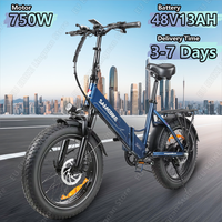 SAMEBIKE LOTDM200-II Foldable Electric Bike 750W Motor 48V13AH Adult City Electric Bike 20*4.0 inch Fat Tire All-terrain E-bike