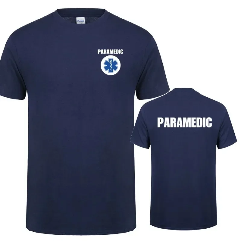 Paramedic T Shirt Summer Men Cotton Short Sleeve Emergency Medical Services T-shirts Mans Clothing Tops OT-005