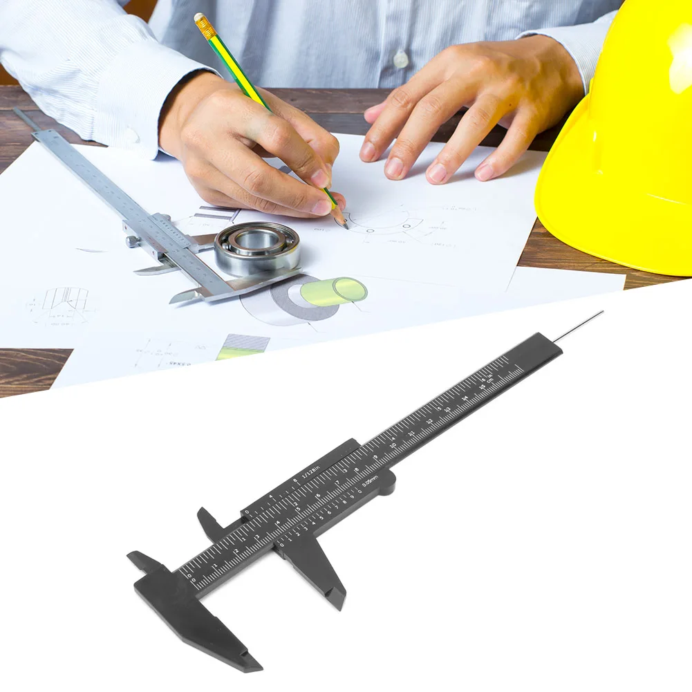 Double Rule Scale 150mm High Accuracy Plastic Double Rule Scale Vernier Caliper Measuring Tool 0.5mm Plastic Double Rule Scale