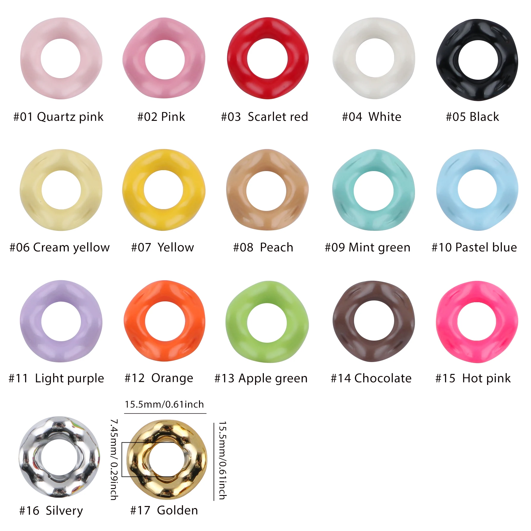 25Pcs15MM Wavy Big Hole Stack Bead Diy Mobile Phone Chain Bag Pendant Beaded Pen Bracelet Necklace Jewelry Accessories view 2