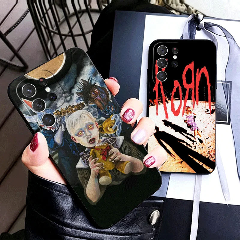 K-Korns Rock Band Silicone Phone Case for Samsung Galaxy S22 S23 S24 S25 S26 Ultra FE Plus Edge S21 S20 + Black Soft Cover