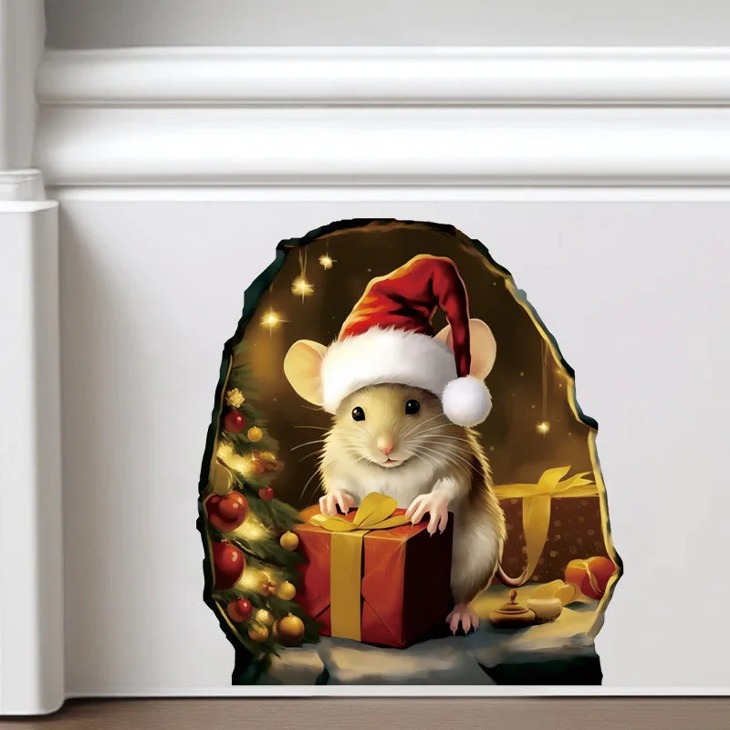 

Cartoon Mouse Hole Wall Stickers PVC Self Adhesive Wallpaper for Home Christma Decoration Wall Corner Stairs Funny Room Decor