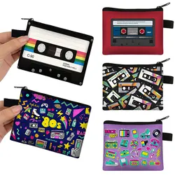 Cassette Tape Recorder Printing Coin Purse Back To 80s 90s Wallets Women Waterproof Travel Money Bag Card Holder Mini Coin Bags