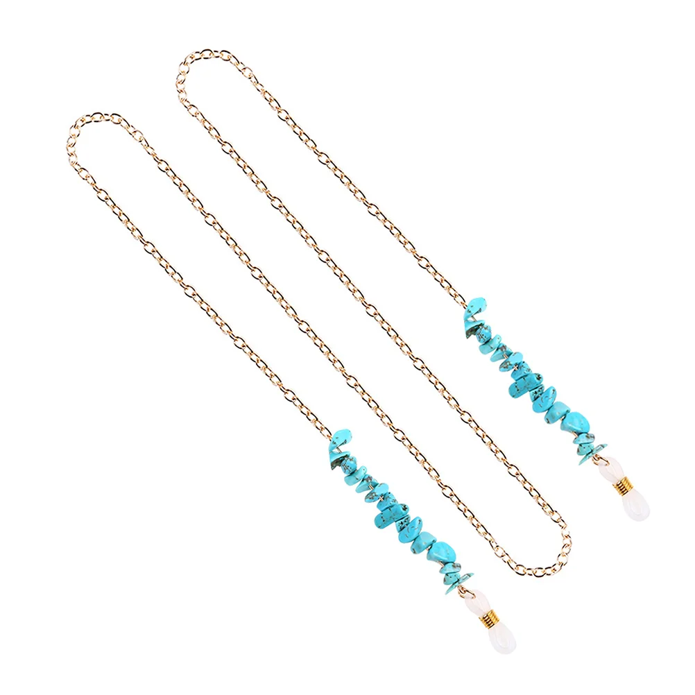 

1pc Eyeglass Chain Turquoise Golden Metal Strap For Sunglasses Reading Glasses Eyewear Holder Retainer Travel Outdoor Use