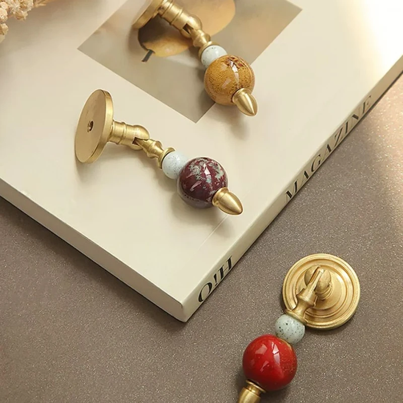 1Pcs Exquisite Brass Kitchen Cabinet Handles Dressing Table Drawer Knobs High-end Crystal Knob Furniture Hardware Door Handle