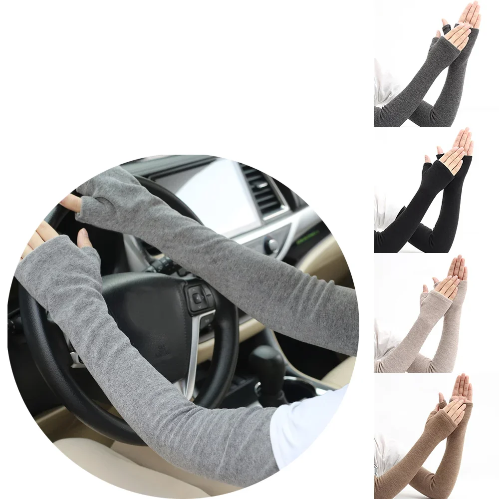 1Pair Winter Arm Sleeves Thickened Cold-proof Cashmere Women Men Winter Sleeves Thumb Hole Fingerless Thermal Arm Warmers