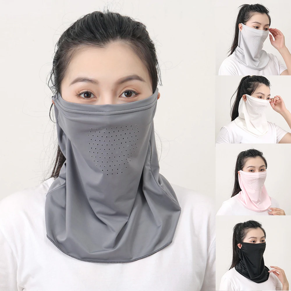 Breathable Sunscreen Mask Woman Sunscreen Face Scarf Soft Riding UV Protection Face Mask Outdoor Ice Silk Neck Wrap Cover