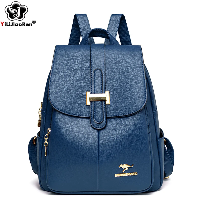 New Trend Ladies Backpack Famous Brand Leather Youth Girl School Bag Large Capacity Shoulder Bag Multifunctional Travel Backpack