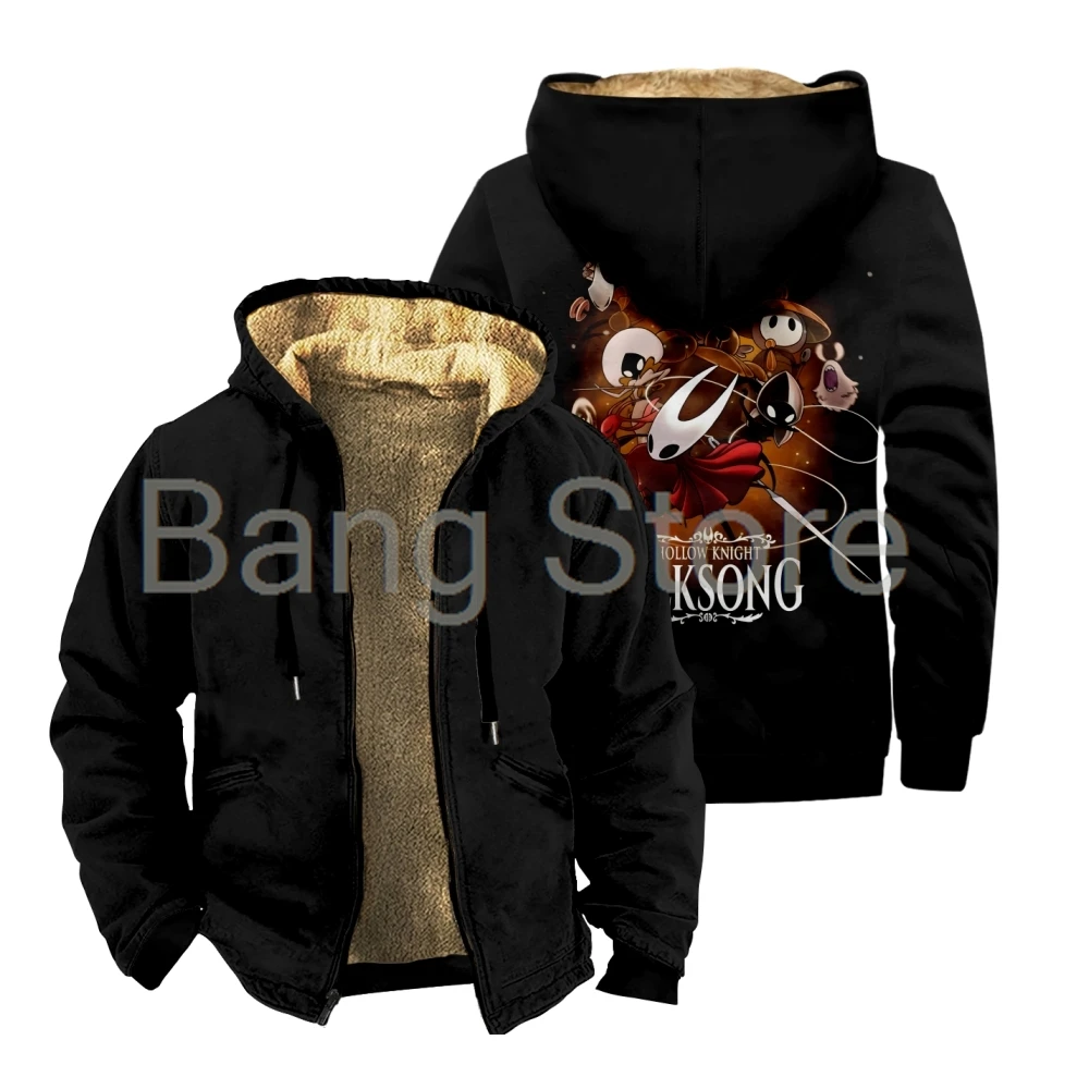 

Hollow Knight Silksong Merch Game Куртка на молнии Унисекс Утолщенная зимняя парка с длинными рукавами Уличная одежда Пальто