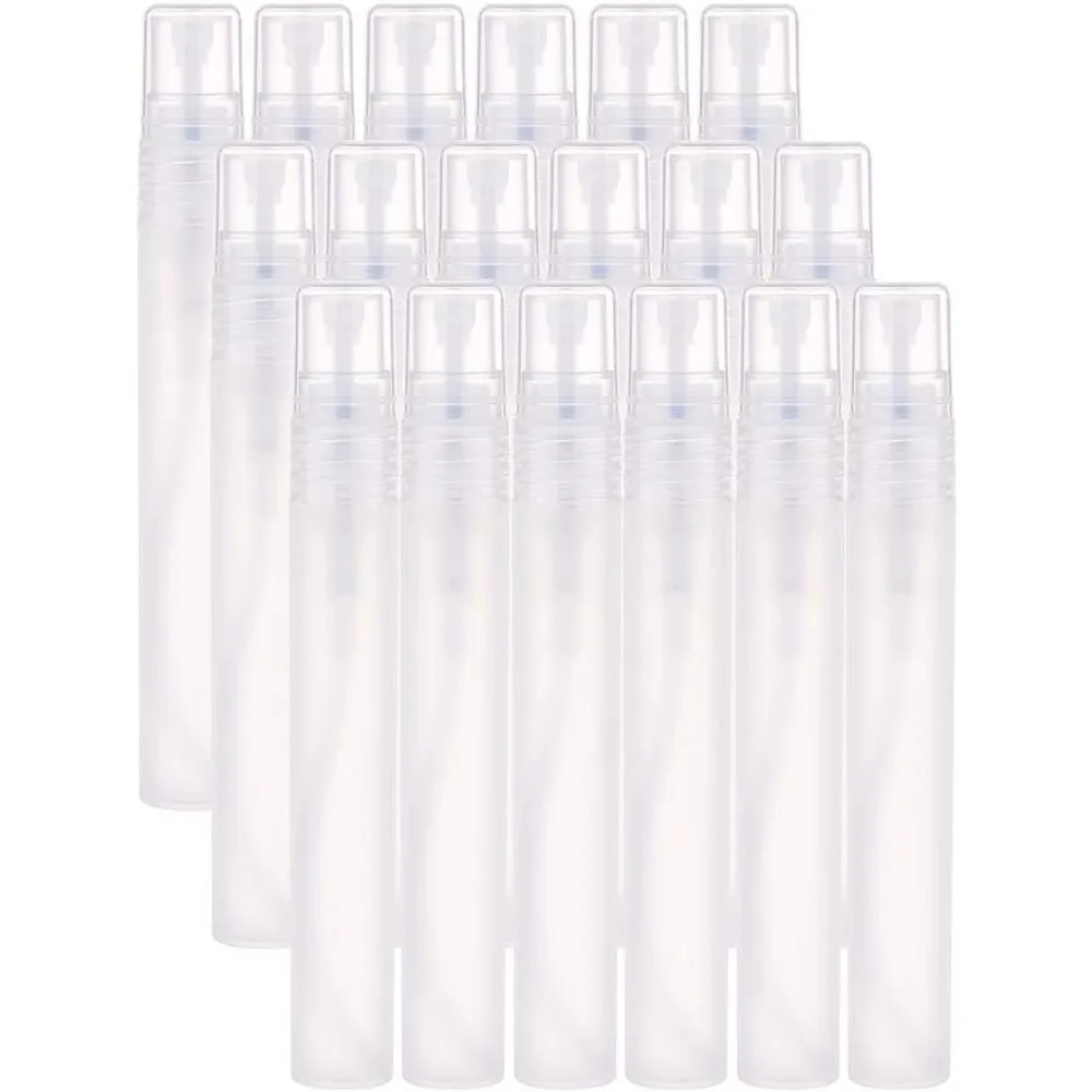 24 pcs 10ml Frosted Plastic Perfume Tubes Fine Mist Spray Bottle Travel Essentials for Essential Oil Perfume Toner Cleaning