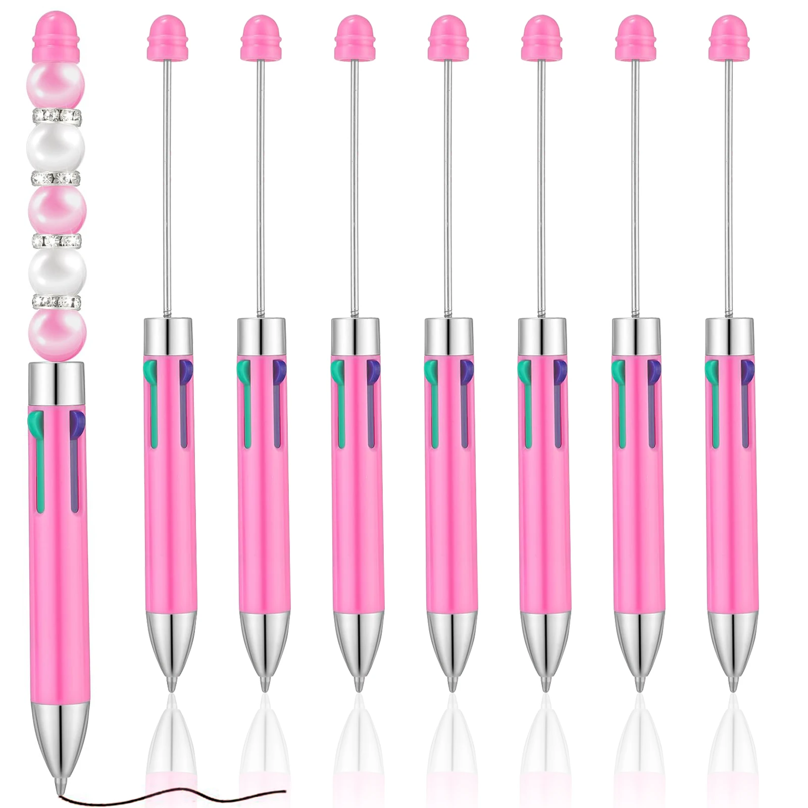 

8Pcs Four Color Refills Beaded Pen DIY Creative Beadable Ball Pen Valentine Teacher Wedding Gift