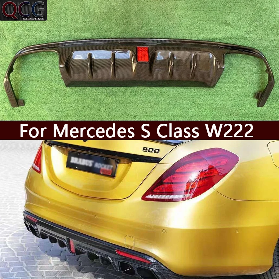 For Mercedes Benz S Class W222 2014-2017 Carbon fiber Back lip Car Rear bumper diffuse spoiler Car Accessories Body Kit