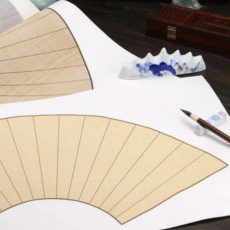 Fan Style Half Raw Rice Paper Professional Calligraphy Writing Practice Xuan Paper Oriental Ink Wash Painting Calligraphy Paper