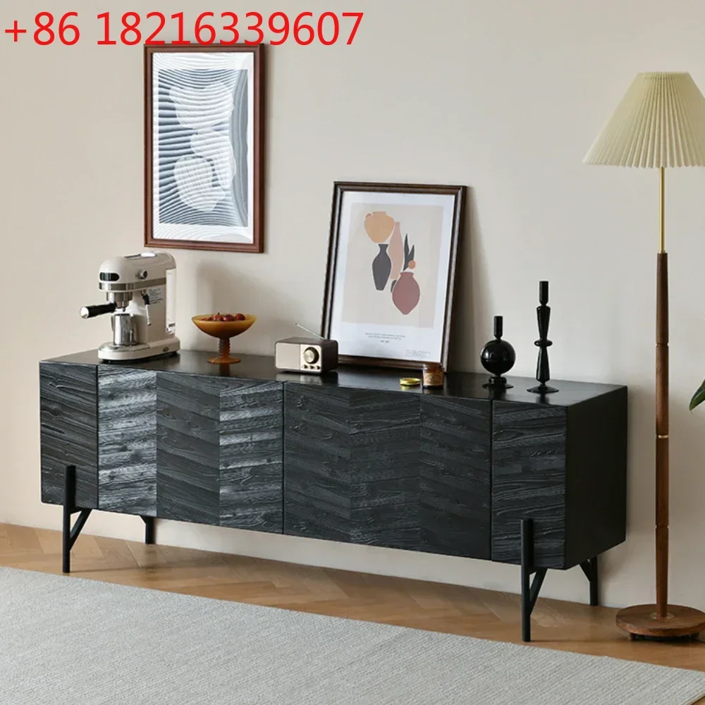 

Черный шкаф для телевизора во французском стиле ретро с рисунком рыбьей кости, скандинавский современный шкафчик