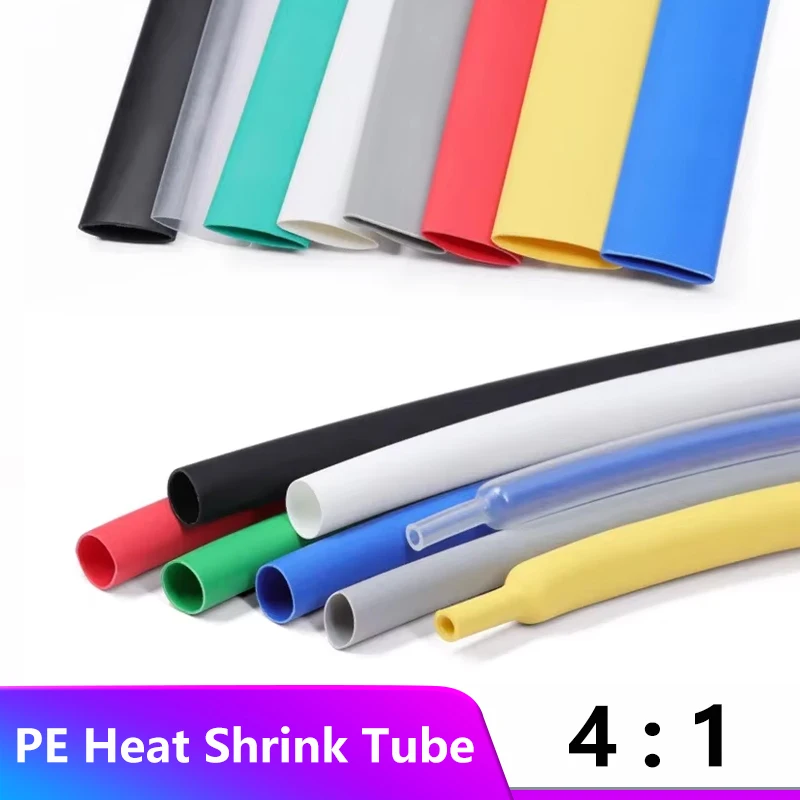 1/5m 4:1 Heat Shrink Tube With Glue 4 6 8 12 16 24 36 40 52mm DIY Cable Repair Connection Wire Wrap Cable Insulation Sleeve