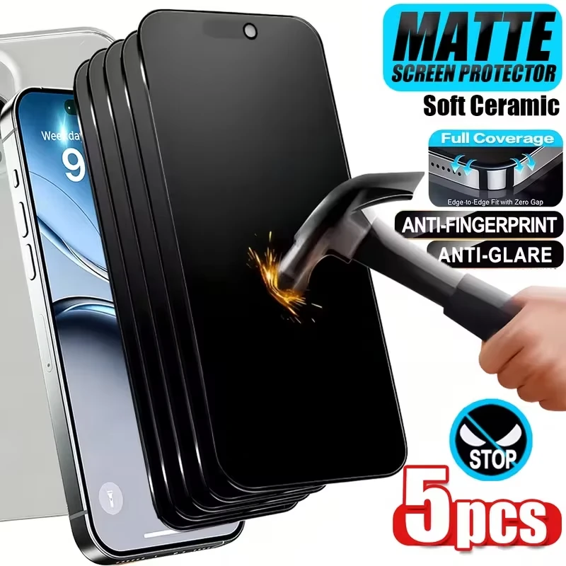 1-5Pcs Privacy Matte Screen Protector For iPhone 18 Pro Max 18 Pro Flexible Soft Ceramic Films iPhone 18promax 18pro 18 Promax