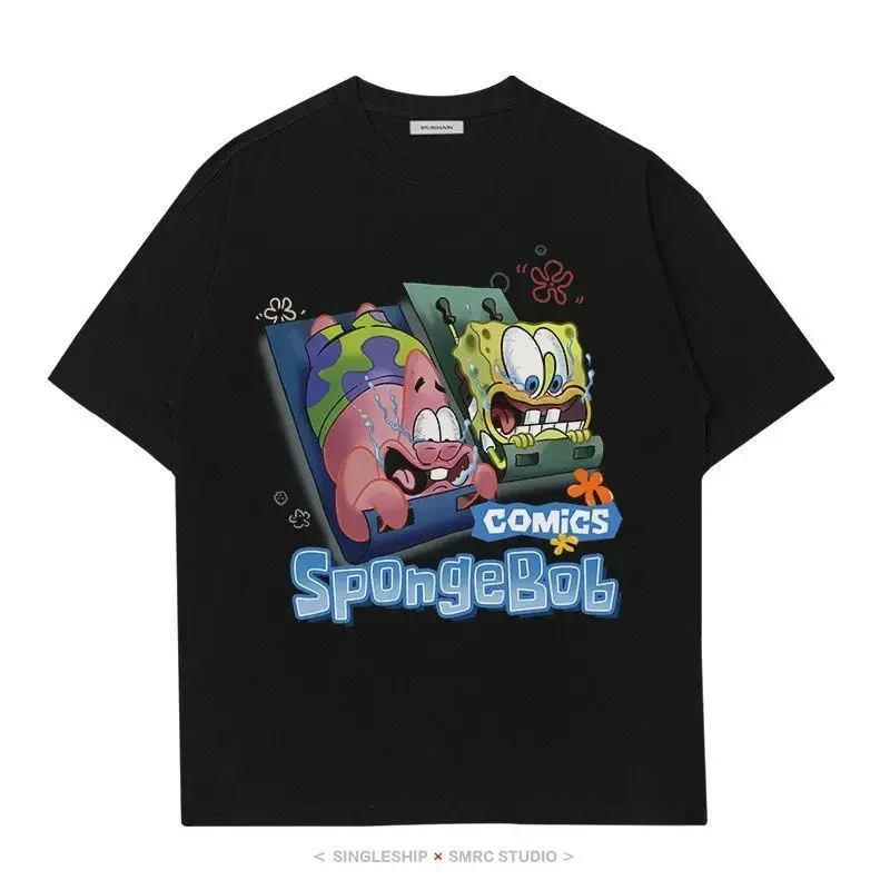 

SpongeBob SquarePants Couple T-Shirt Patrick Star Short Sleeve Women's Cartoon Anime Printing Pure Cotton Y2K Top Gothic
