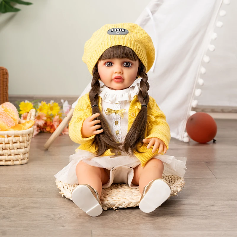 22 pollici Full Body Soft Silicone Vinyl Girl Reborn Baby Doll con capelli realistici dipinti Bebe Reborn Toys Reborn Doll for Baby Toy