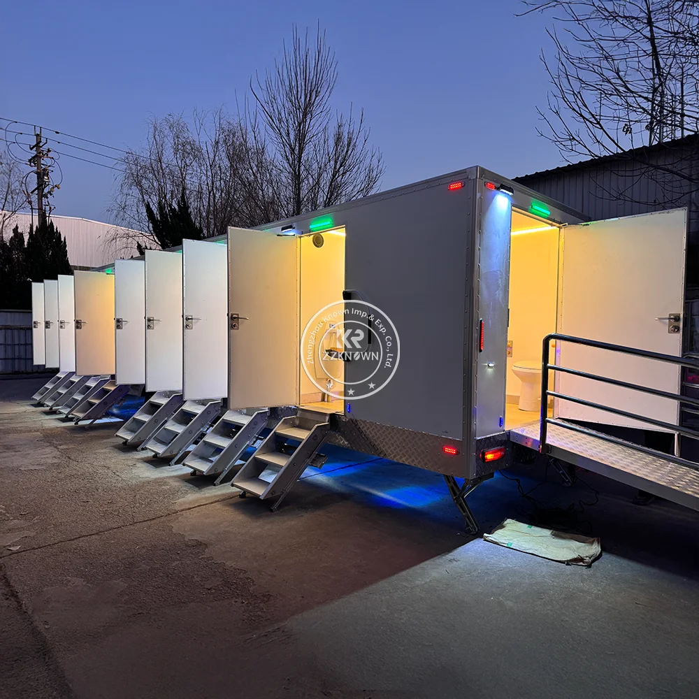 Toilet Prefabrikasi Portabel Kustom Toilet Kamar Mandi Luar Ruangan Trailer Toilet Portabel Bergerak Untuk Dijual