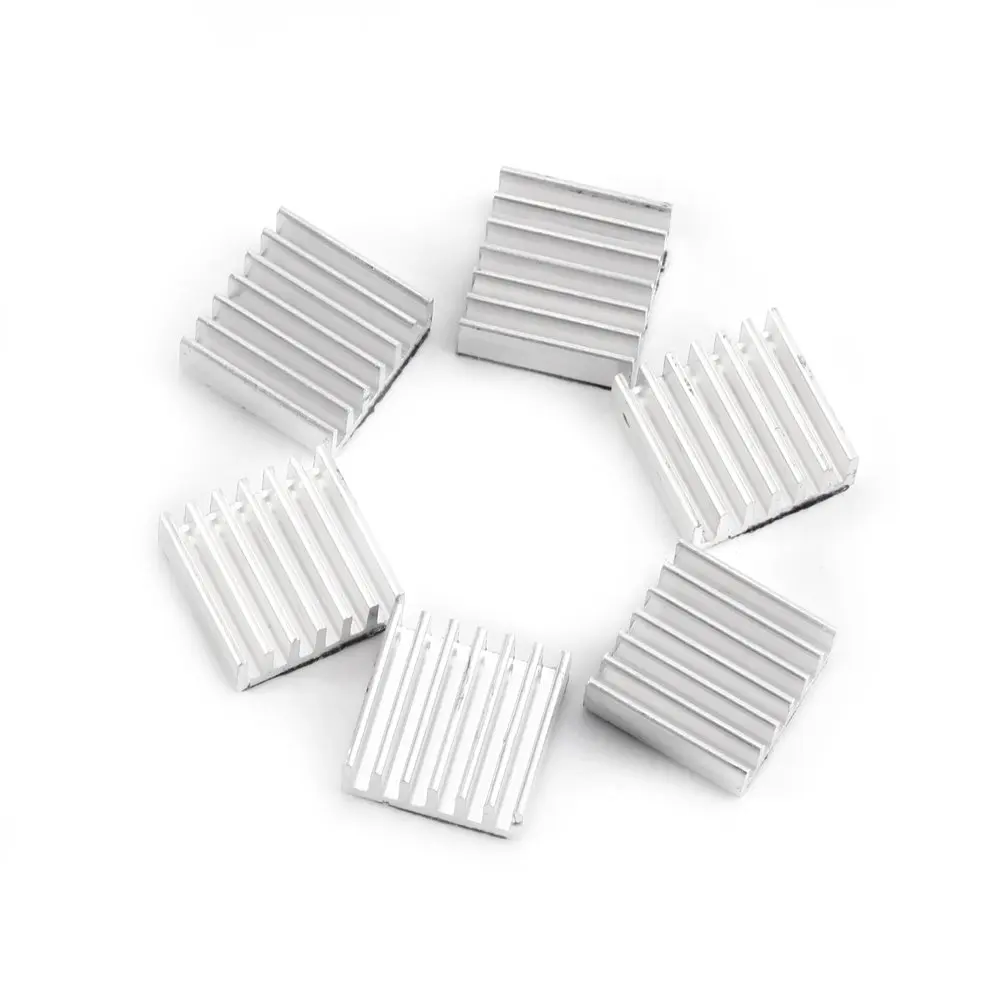 10pcs 14mm Aluminum Heatsink Kit 14x14x10mm Adhesive Tape Mini Cooler Fins Heat Sink for Cooling VRM IC Chips VRAM VGA RAM