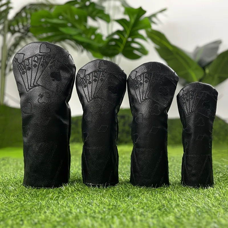 Retro Black Poker Golf Club Head Cover - Thickened Anti Collision Design, Suitable for Most Standard Clubs and Golf Accessories