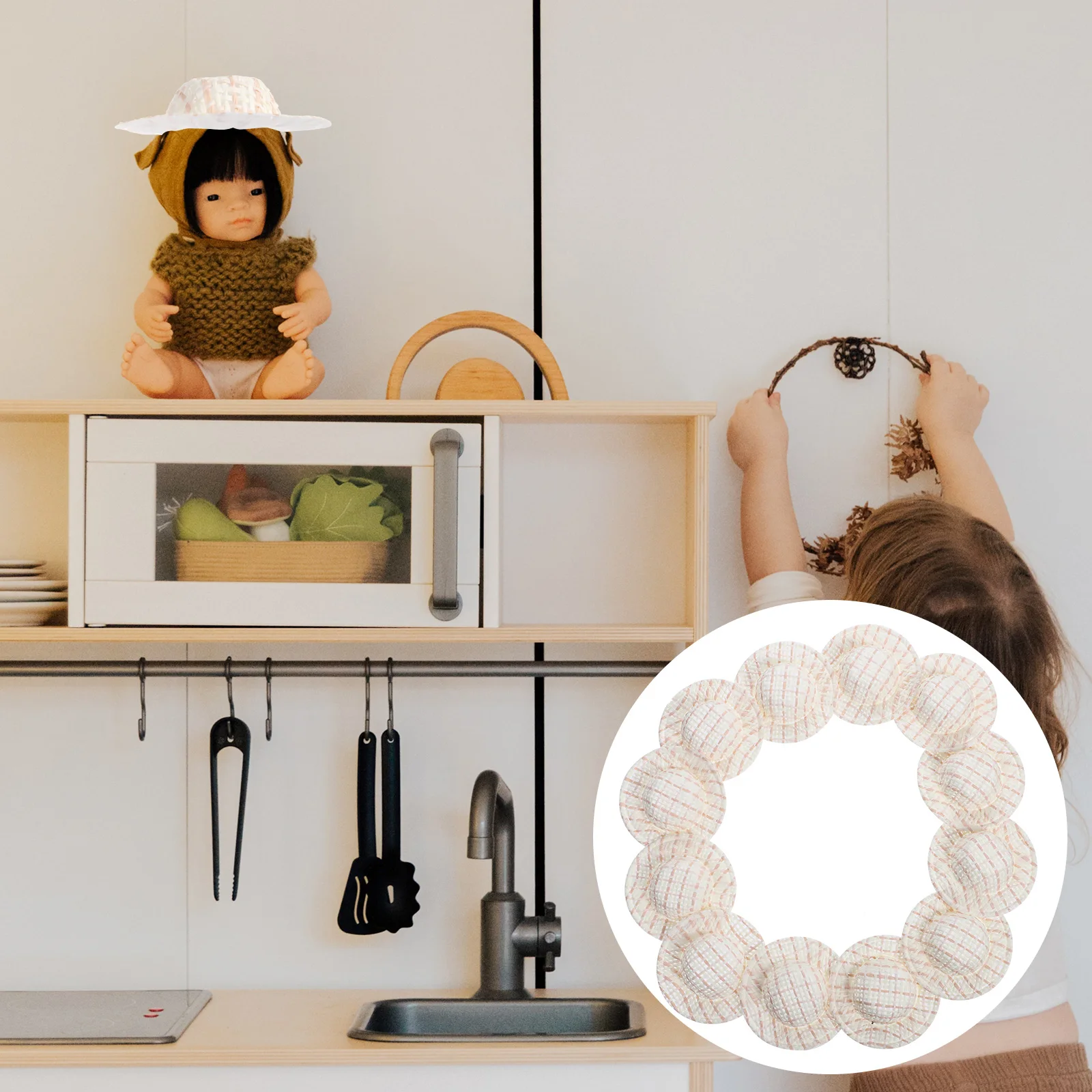 

12 Pcs Mini Straw Hat Miniature Hats Crafts Dollhouse Crafting Supplies Ornament Tiny Caps for Imitation Decoration