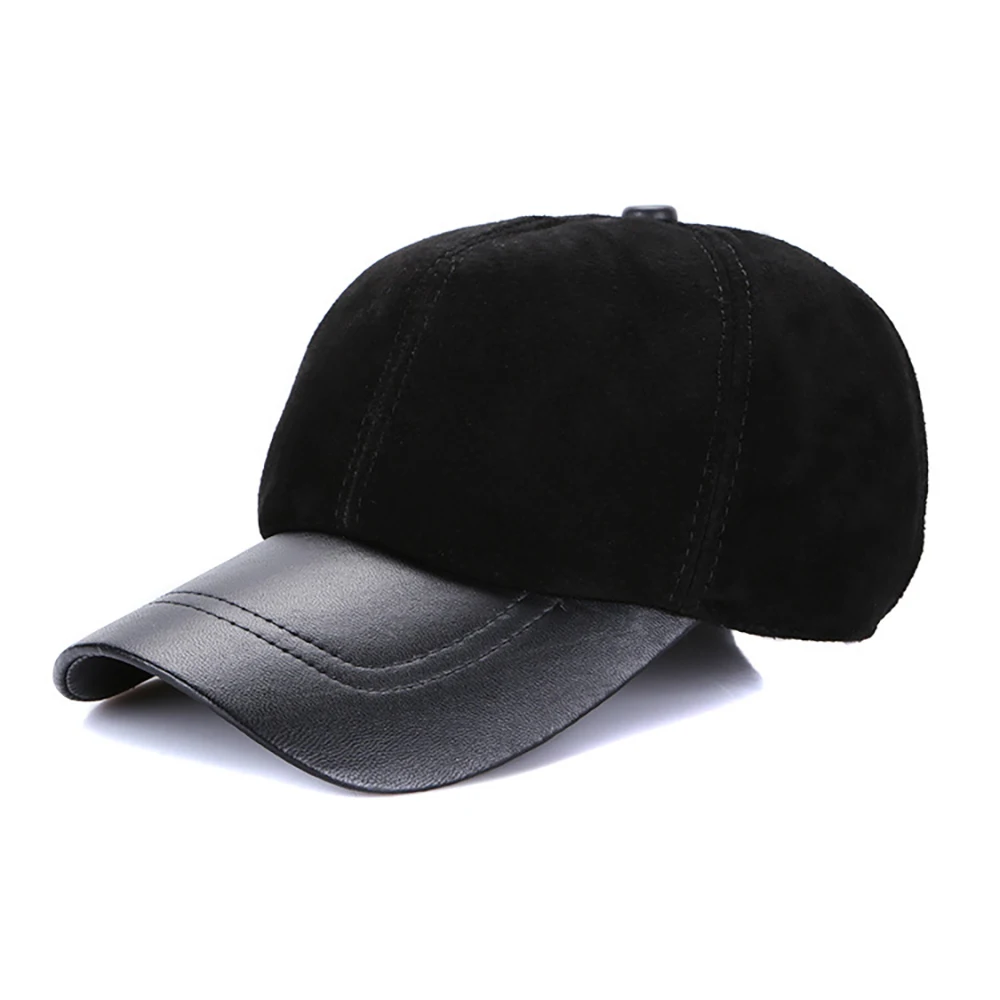 2024 Fashion New Adult Leather Hat Men\'s Warm Leather Baseball Cap Male Men Outdoor Street Hip Hop Hat Leather Hat Windproof Hat