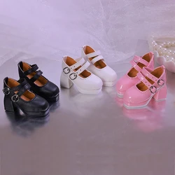 1/4 Bjd Doll Shoes Handmade 5.3cm * 2.2cm French Retro Square Toe Shoes Solid Color Thick Soled Coarse Heeled High Heels Shoes