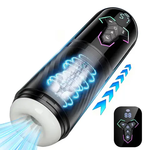 4 IN 1 Telescopic Sucking Licking Masturbator Cup Vagina Masturbation Blowjob Adults Sex Toy for Men Piston Automatic Mastubator