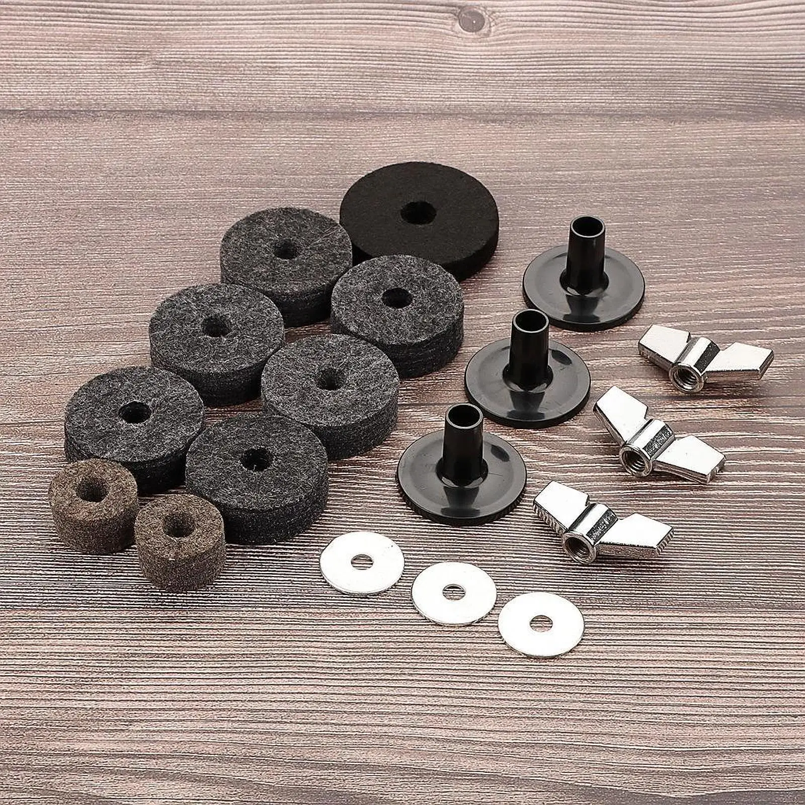 18 Pieces of Cymbal Parts for Drum Set, Including Sleeves and Clutch Felts