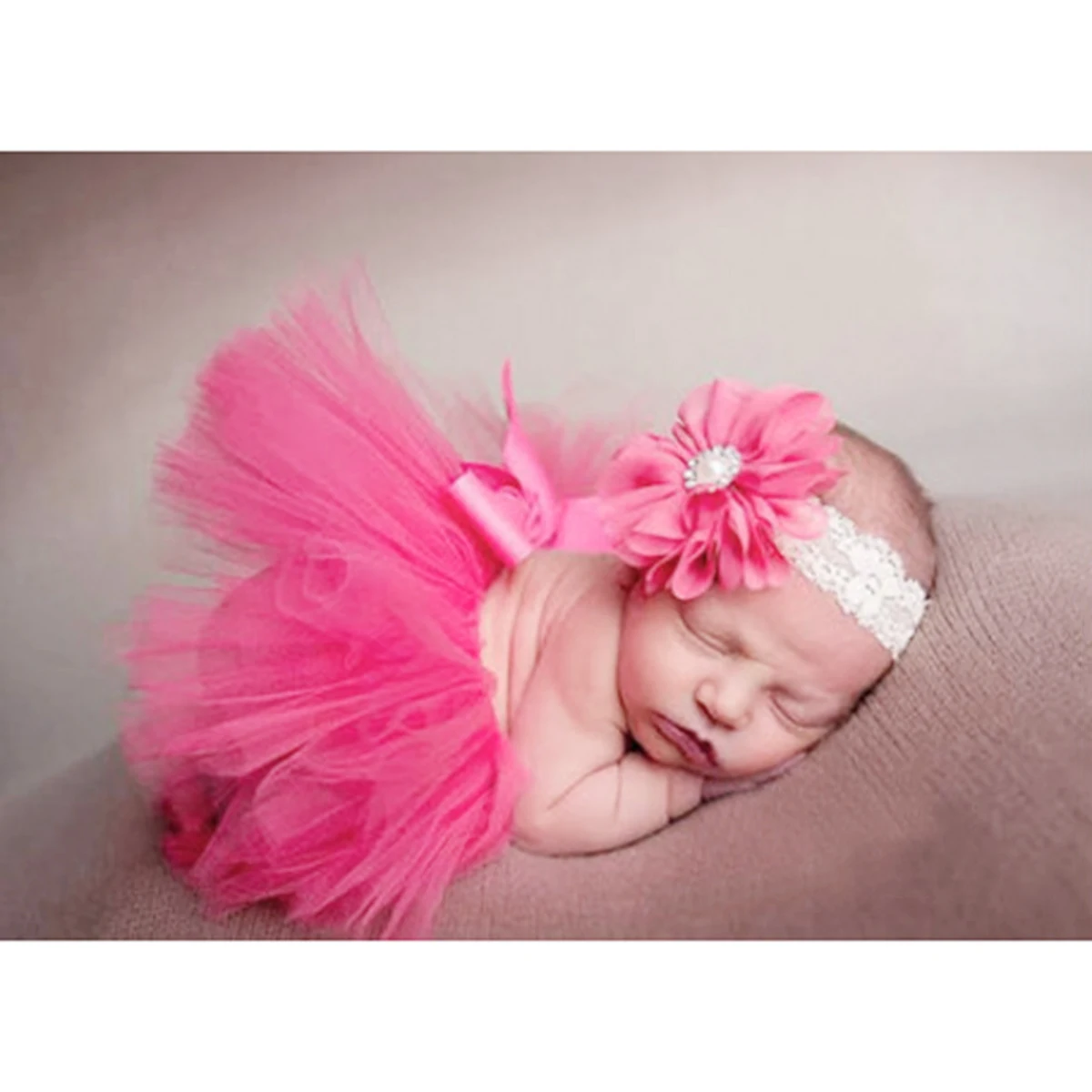 

Infant Tutu Skirt Newborn Costume Bow-Knot Dress Outfits Headband Baby Photo Prop Crochet Clothes Red 0-6m High Grade Material