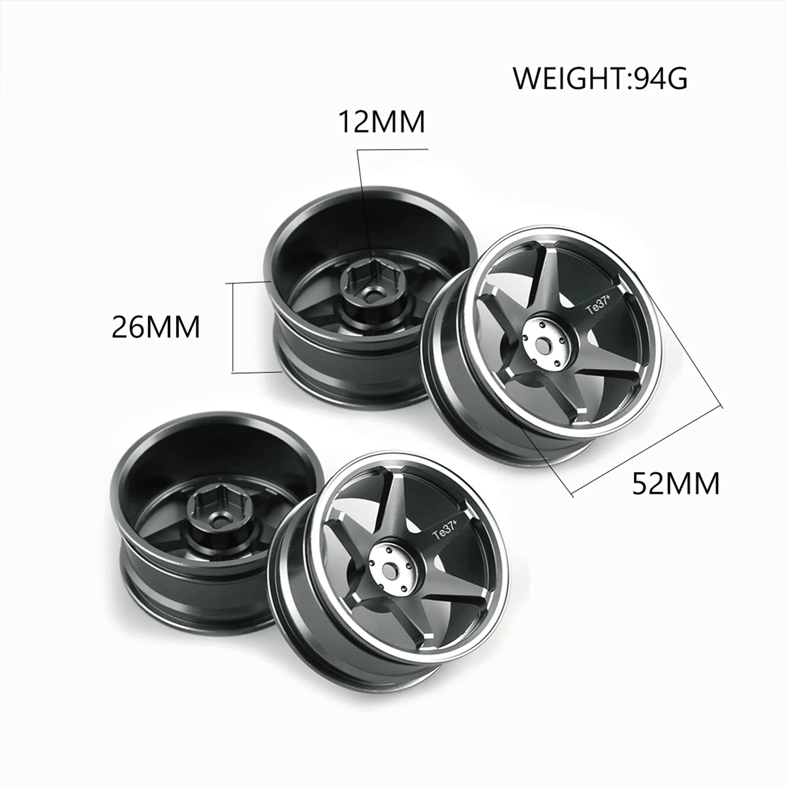 4pcs 1/10 On-Road Drift Car 52MM Aluminum Alloy Metal Wheel Hub Climb Car Wheel Rim For HSP Tamiya HPI Kyosho Sakura 110