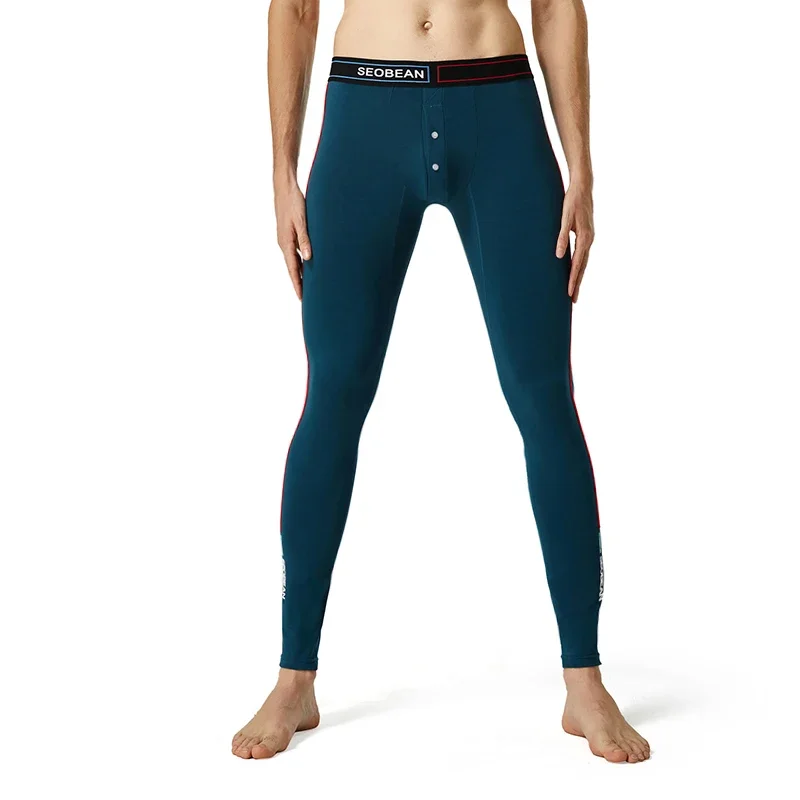 SEOBEAN-Caleçon long sexy en coton pour hommes, caleçon thermique taille basse, leggings d'automne et d'hiver, nouveau